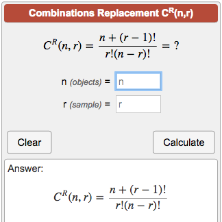 Combination With Replacement Calculator