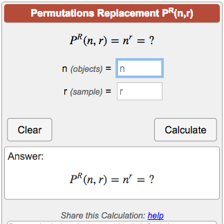 Permutation With Replacement Calculator