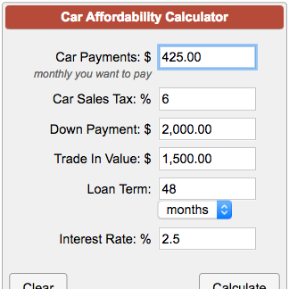 afford car loan calc