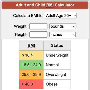 bmi calculator inches and pounds