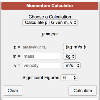 Momentum Calculator P Mv